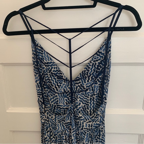 Silence + Noise blue patterned maxi dress with open back, size S - Picture 4 of 8
